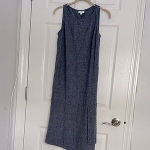 J.Jill PureJill linen blend Blue asymmetrical midi dress XSP